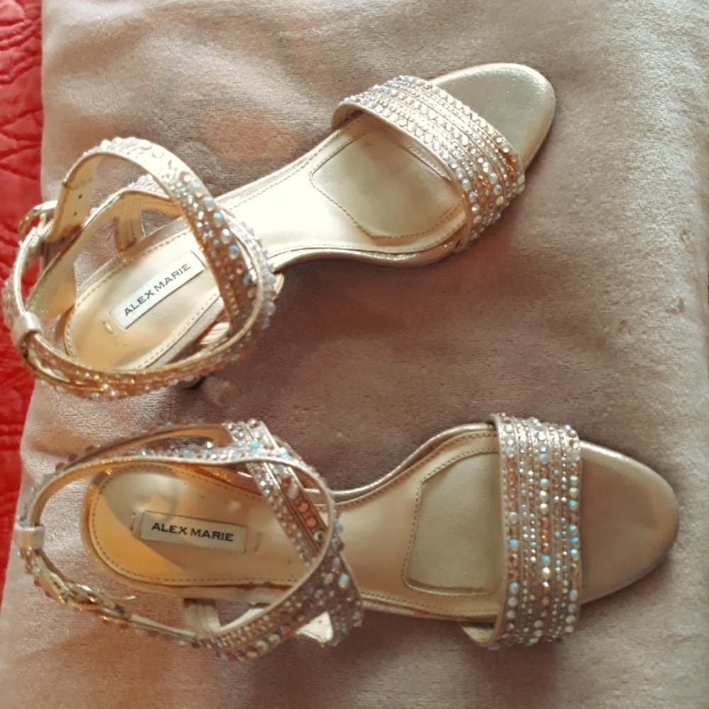 Alex Marie Parlyn Glitter Rhinstone ankle strap sandals worn once for wedding